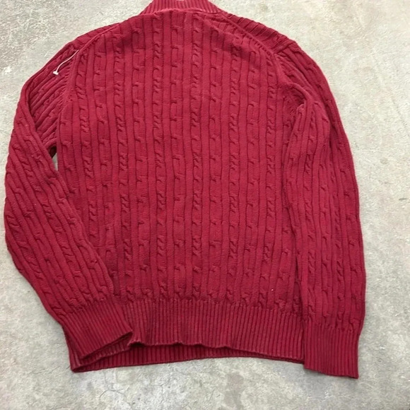 Izod burgundy cableknit quarter zip sweater - Picture 4 of 5